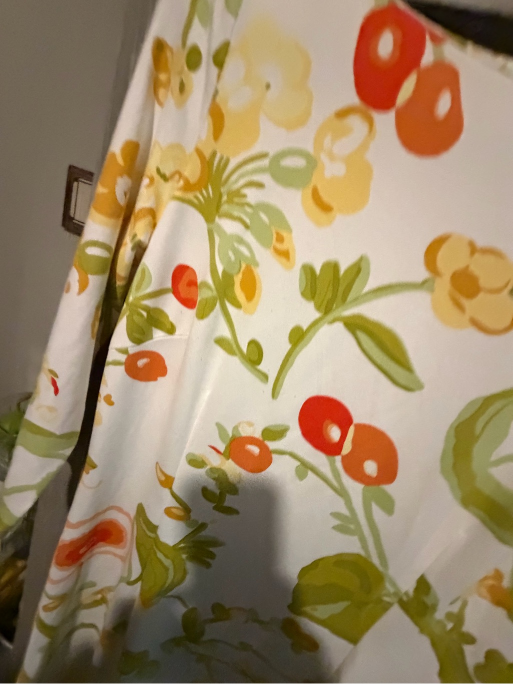 J Mcglauganwhite Floral Print Dress With Orange And Green Blooms